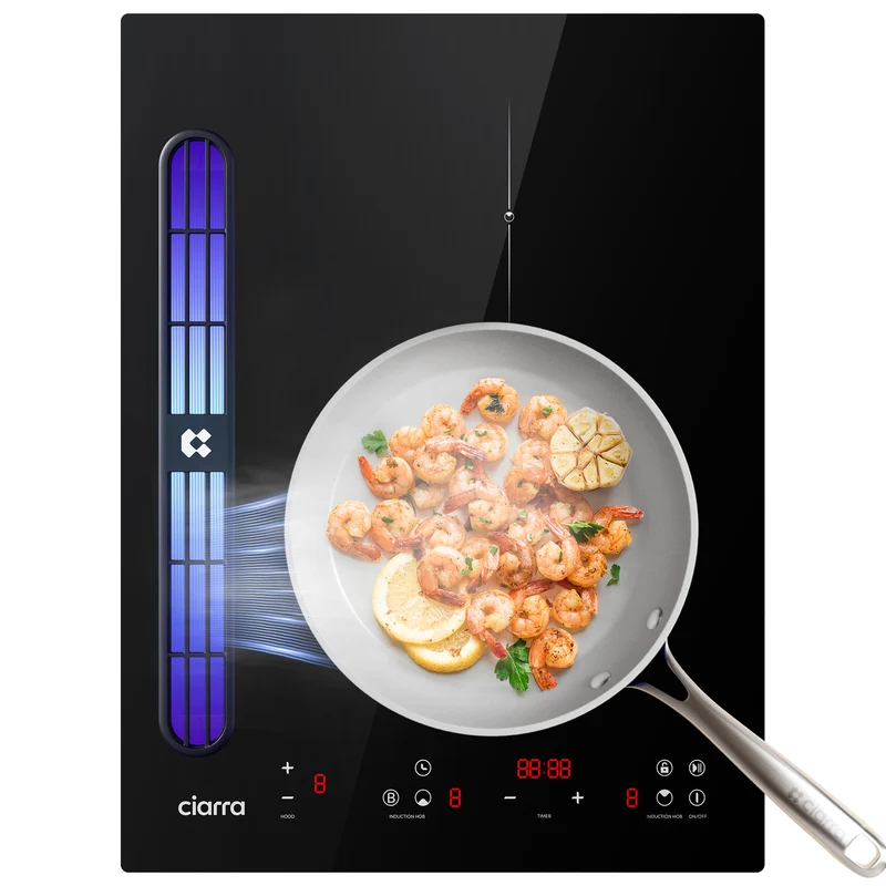[Première Mondiale] Ciarra ONE - Plaque à Induction avec Hotte Intégrée 390 mm avec Système Plasma⁺ Intégré et Boost | CBBEH392B