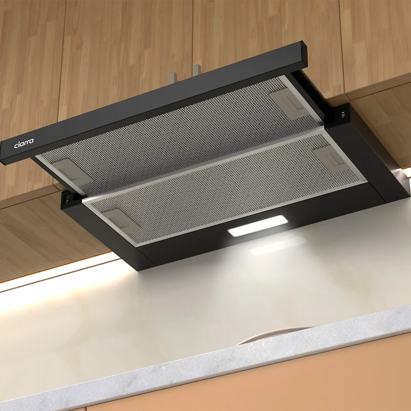 Ciarra Hotte Tiroir Téléscopique 60cm 370m³/h Classe A++ Inox CBCB6906D-OW