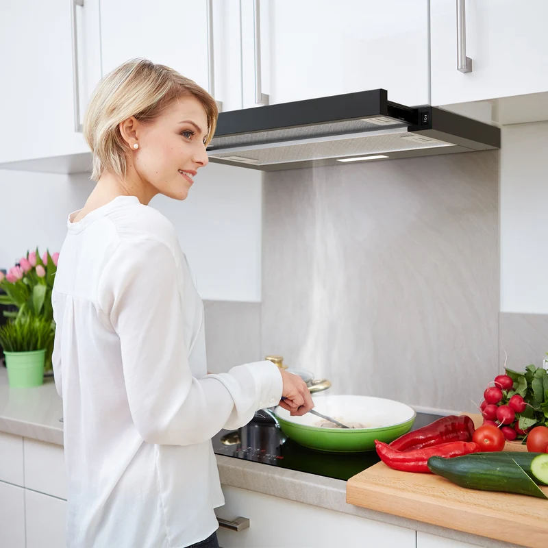 Ciarra Hotte Tiroir Téléscopique 60cm 370m³/h Classe A++ Inox CBCB6906D-OW