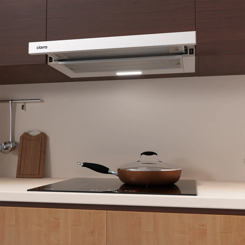 Ciarra Hotte Tiroir Téléscopique 60cm 370m³/h Classe A++ Inox CBCS6906D-OW