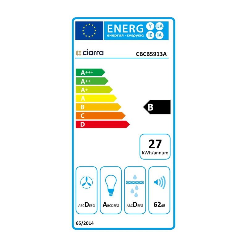 Ciarra Hotte Intégrée Groupe Filtrant 52cm 3 Vitesses Inox CBCB5913A-B