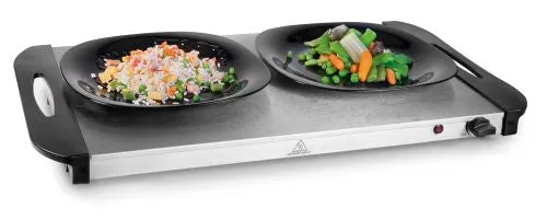 Plaque chauffante inox avec 3 bacs gastro GN1/3 et couvercles