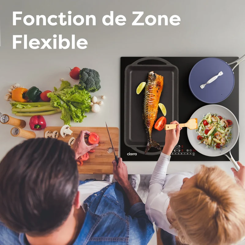 Ciarra 7200W Plaque à Induction 4 Feux 1 FlexZone Boosters | CBBIH4BF
