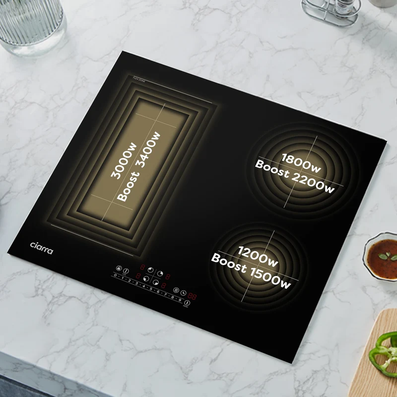 Ciarra 7200W Plaque à Induction 4 Feux 1 FlexZone Boosters | CBBIH4BF