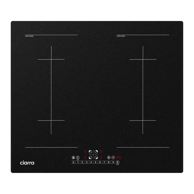 Ciarra Plaque à Induction 7200W 2 Flex Zones Function Boosters CBBIH4BFF-OW