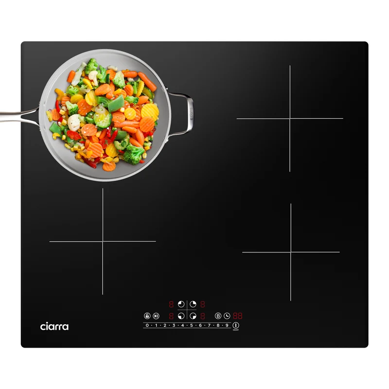 Ciarra 7200W Plaque à Induction 4 Zones 9 Puissances avec Booster | CBBIH4B