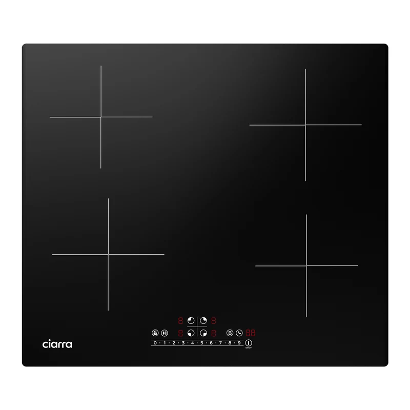 Ciarra 7200W Plaque à Induction 4 Zones 9 Puissances avec Booster | CBBIH4B