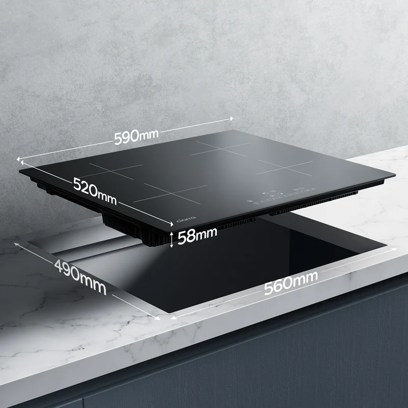 Ciarra 7200W Plaque à Induction 4 Zones 9 Puissances avec Booster | CBBIH4B