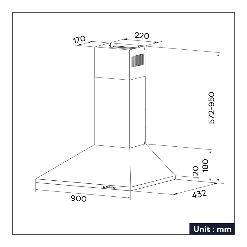 Ciarra Hotte Aspirante 90cm 370m³/h 3 Vitesses Classe A++ | CBCB9201
