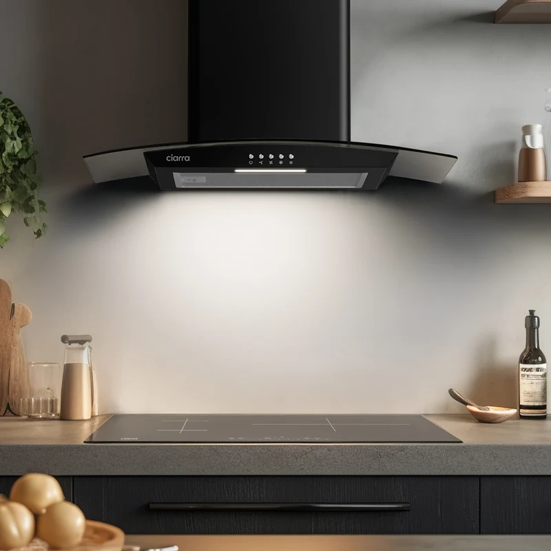 Ciarra Hotte Murale 60cm 650m³/h Classe A+++ Eclairage LED Noir CBCB6506B-OW