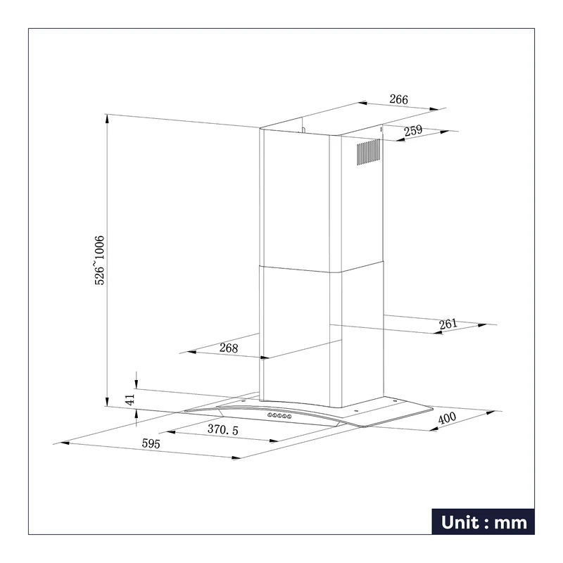 Ciarra Hotte Murale 60cm 650m³/h Classe A+++ Eclairage LED Noir CBCB6506B-OW