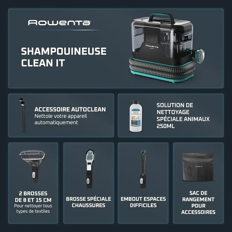 Rowenta Shampouineuse Clean It 750W Pet