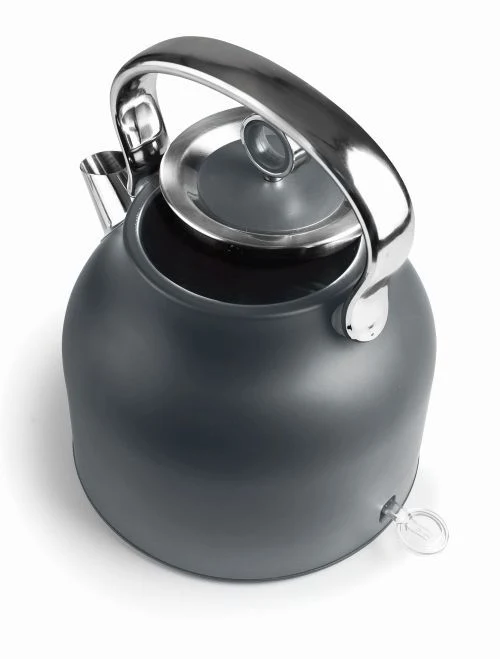 Bouilloire électrique rétro en inox gris mat