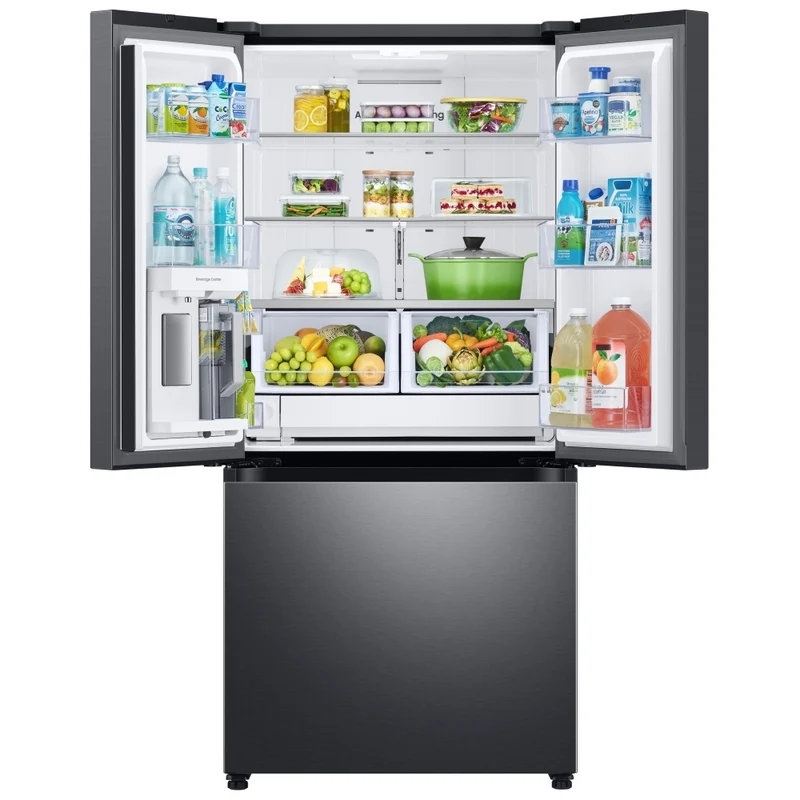 Samsung 33" 24.5 pi.cu - Réfrigérateur à deux battants - Beverage Center à l’intérieur - Inox Noir - RF25C5551SG - Boîte ouverte