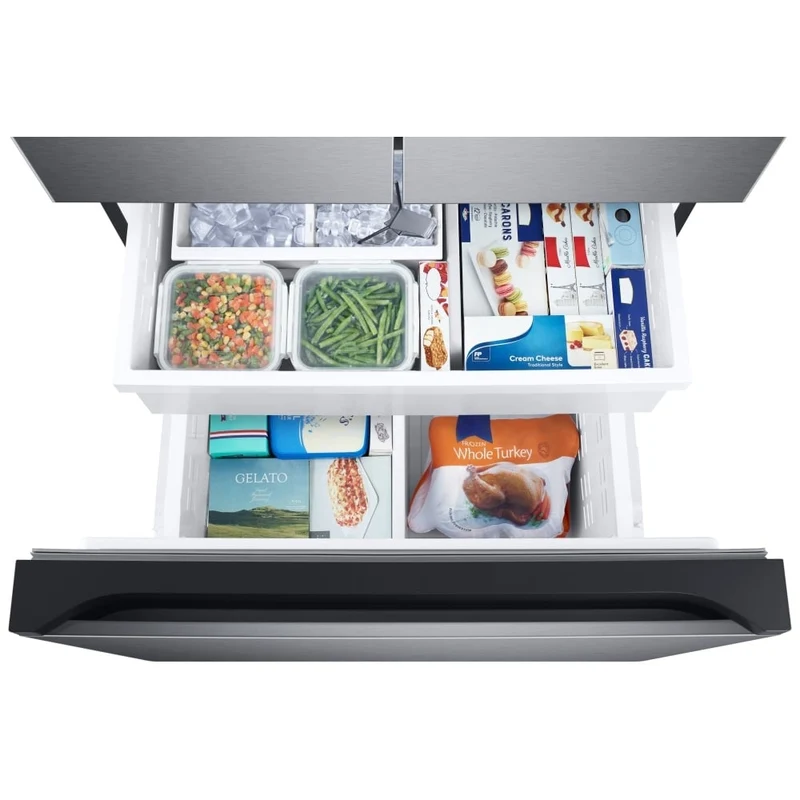 Samsung 33" 24.5 pi.cu - Réfrigérateur à deux battants - Beverage Center à l’intérieur - Inox Noir - RF25C5551SG - Boîte ouverte