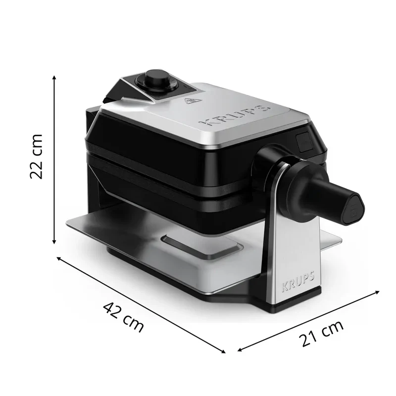 Krups Gaufrier rotatif Noir et Inox 1200W