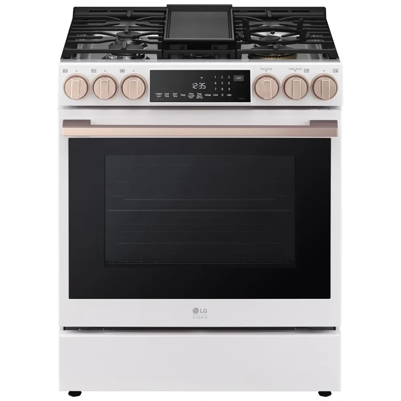 LG Studio 30'' 6.3 pi.cu Cuisinière à gaz - Convection véritable - InstaView - Blanc - LSGS6338N - Boîte Ouverte