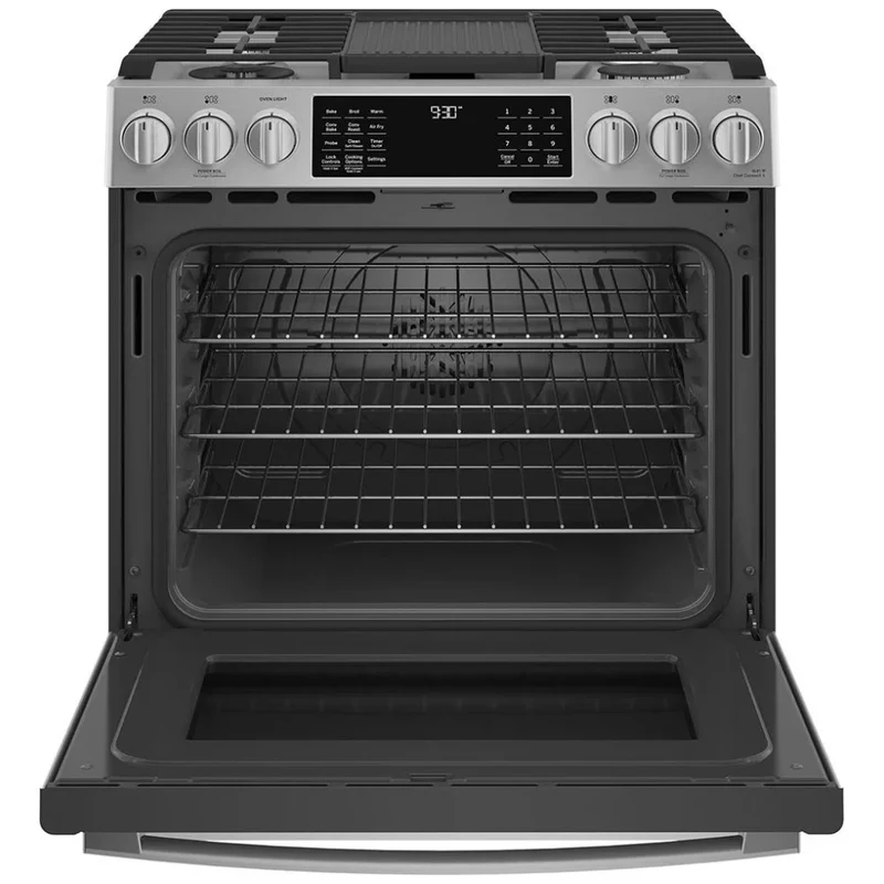 GE 30'' 5.7 pi.cu Cuisinière à gaz - PC2S930YPFS - Convection véritable - Air Fryer - Inox - Boîte Ouverte