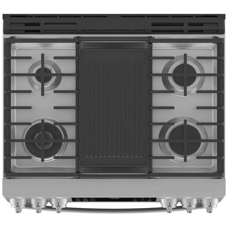 GE 30'' 5.7 pi.cu Cuisinière à gaz - PC2S930YPFS - Convection véritable - Air Fryer - Inox - Boîte Ouverte