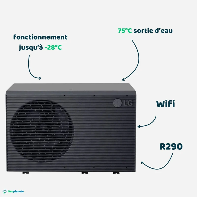 Pompe à chaleur air-eau LG Therma V 14 kW - Monobloc R290 - Triphasé