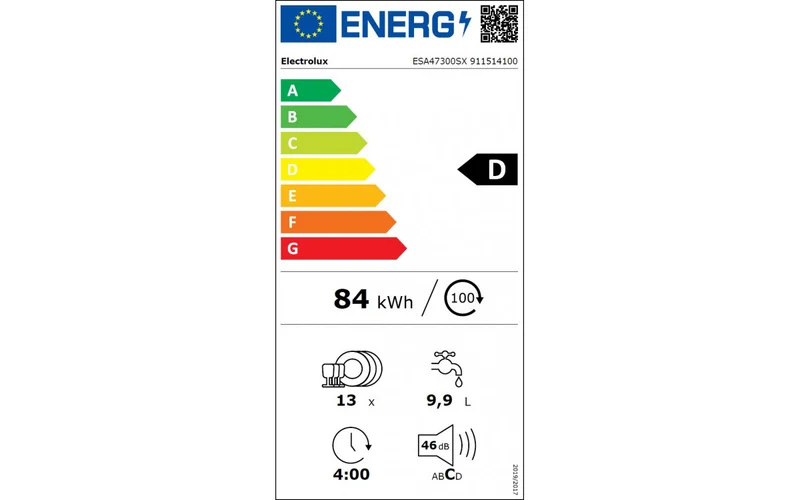 Lave-vaisselle Pose Libre 60 cm AirDry 13 couverts ELECTROLUX ESA47300SX