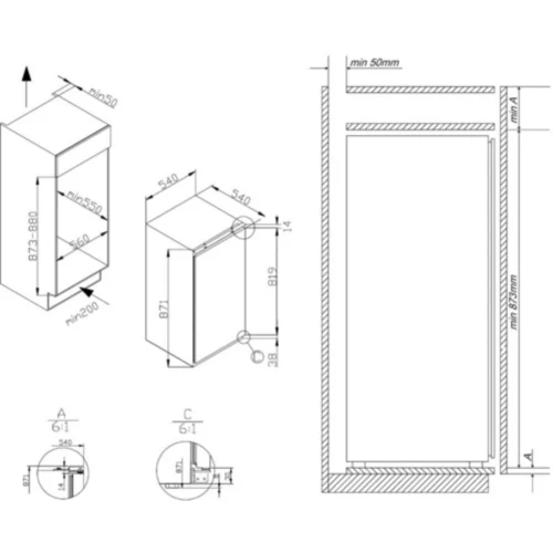 Réfrigérateur encastrable top SCHNEIDER