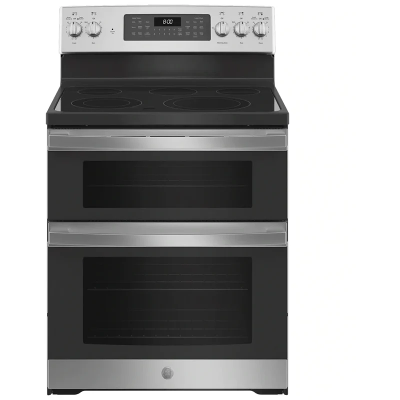 Ge 30 po 6.6 pi.cu - Cuisinière Éléctrique- Double Four - 5 brûleurs - Inox - JBS86SPSS - Boîte ouverte