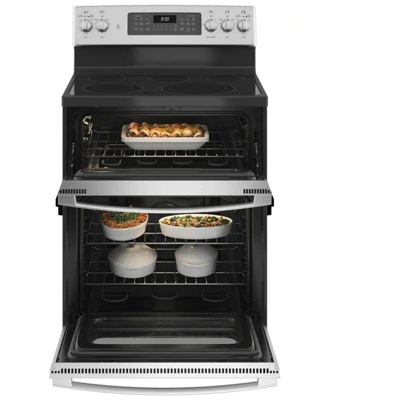Ge 30 po 6.6 pi.cu - Cuisinière Éléctrique- Double Four - 5 brûleurs - Inox - JBS86SPSS - Boîte ouverte