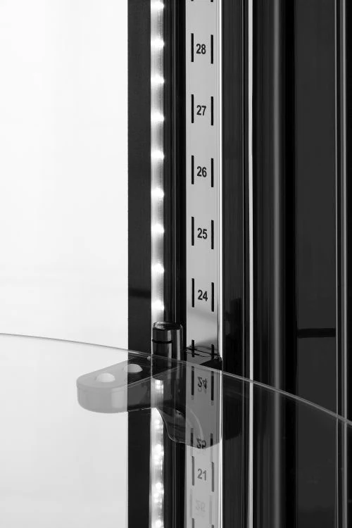 Vitrine réfrigérée rotative inox – 400 L | 6 plateaux verre | LED & roulettes