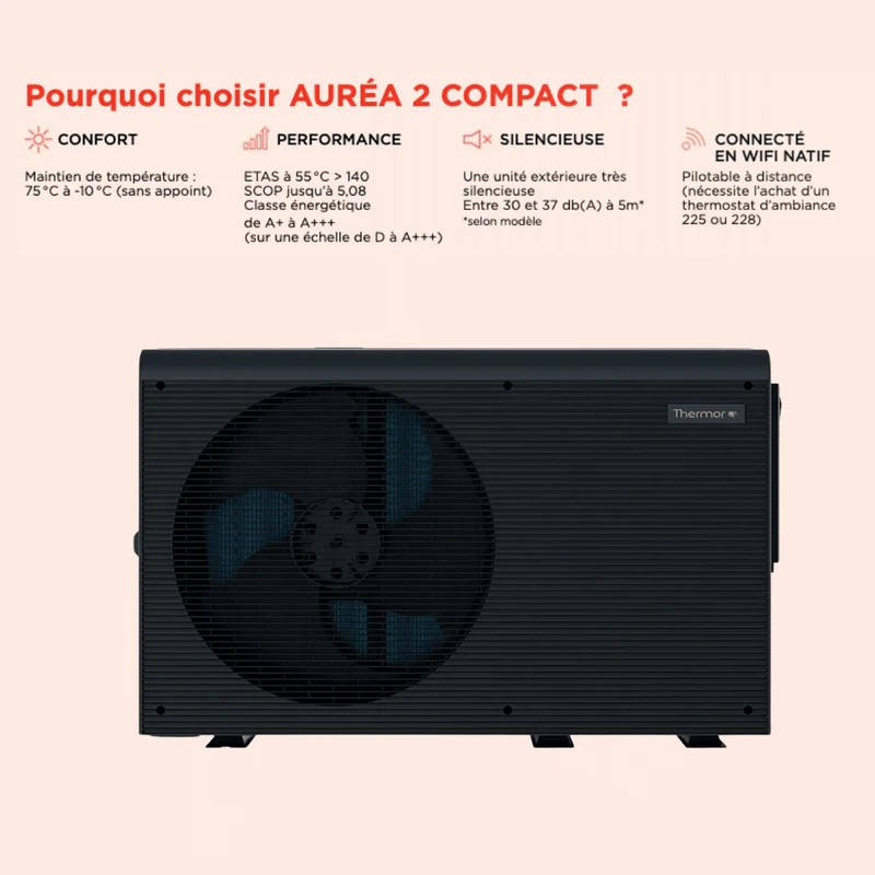 Pompe à chaleur air-eau Thermor Auréa 2 Compact - 5 Monobloc R290 Monophasé