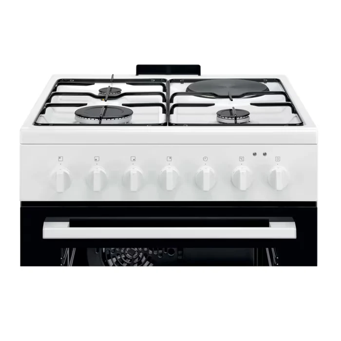 Cuisinière Mixte gaz/électrique 60x60cm 4 foyers Multifonction ELECTROLUX LKM624022W