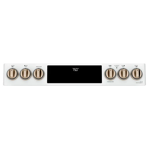 GE Café 30'' 6.7 pi cu - Cuisinière Double - Vitrocéramique - Autonettoyant - Blanc - CCES750P4MW2 - Boîte Ouverte