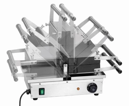 Gaufrier professionnel inox 180° avec bacs collecteurs