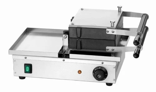 Gaufrier professionnel inox 180° avec bacs collecteurs