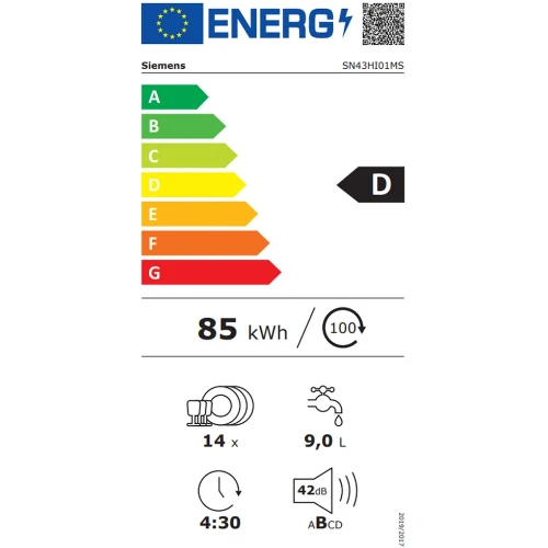 iQ300, Lave-vaisselle sous plan, 60 cm, Acier brossé anti-traces SIEMENS SN43HI01MS