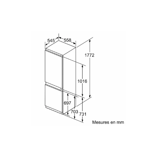 iQ500, Réfrigérateur combiné intégrable, 177.2 x 55.8 cm SIEMENS KI86SADE0
