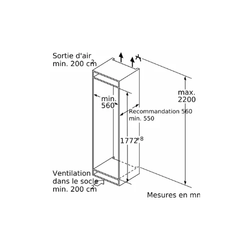 iQ500, Réfrigérateur combiné intégrable, 177.2 x 55.8 cm SIEMENS KI86SADE0