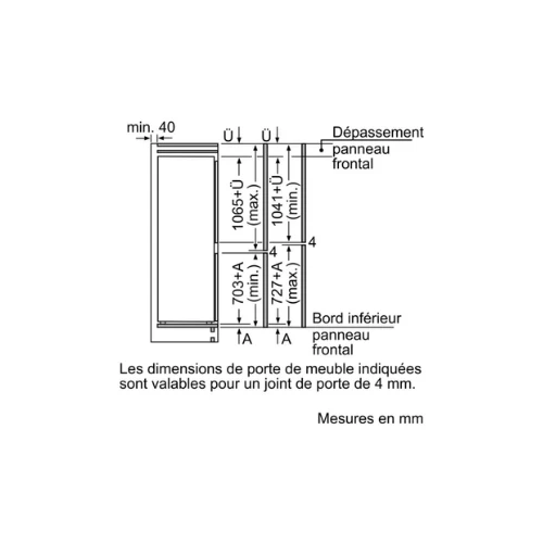 iQ500, Réfrigérateur combiné intégrable, 177.2 x 55.8 cm SIEMENS KI86SADE0