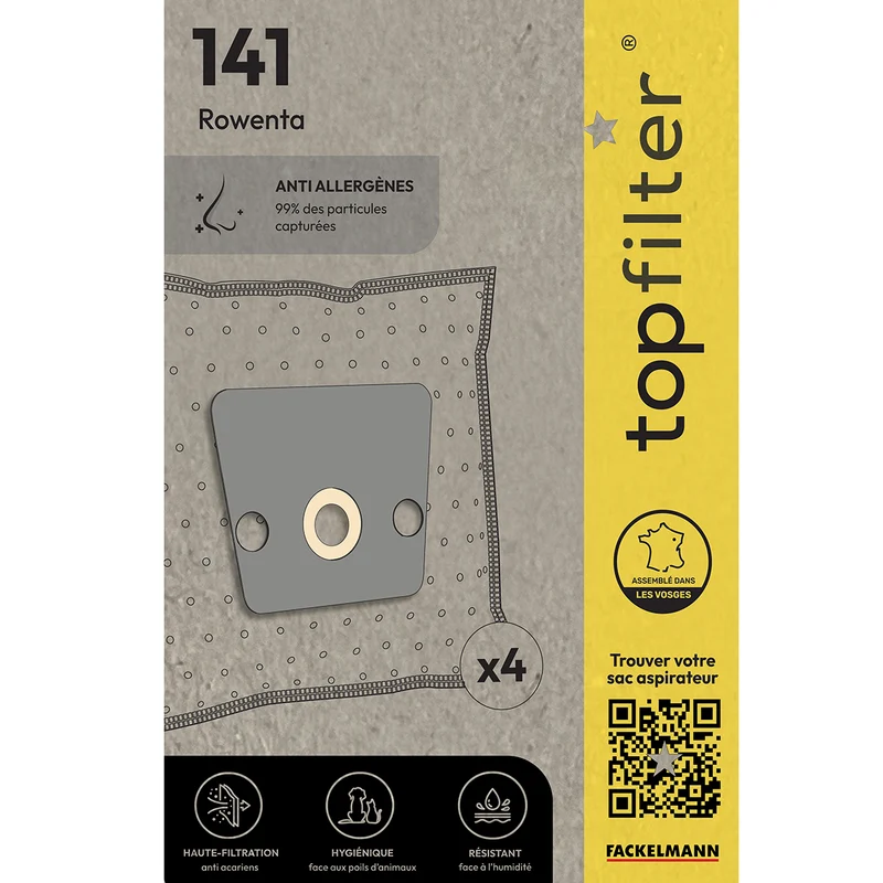 Lot de 4 sacs aspirateur Rowenta TopFilter Premium