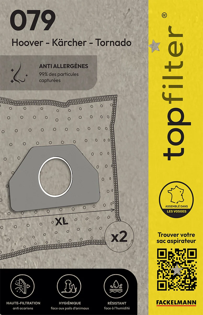 Lot de 2 sacs aspirateur Tornado et Kärcher TopFilter Premium