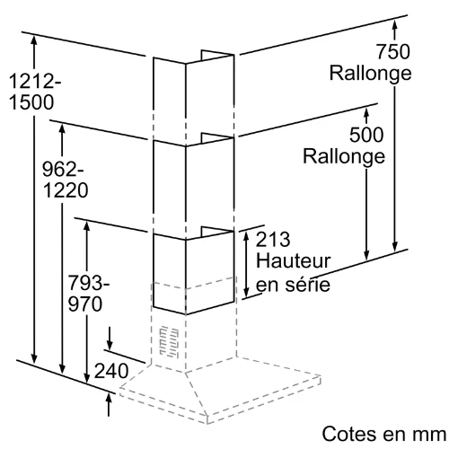 Rallonge cheminée de hotte 50cm Inox NEFF Z5904N0 (#D205635)