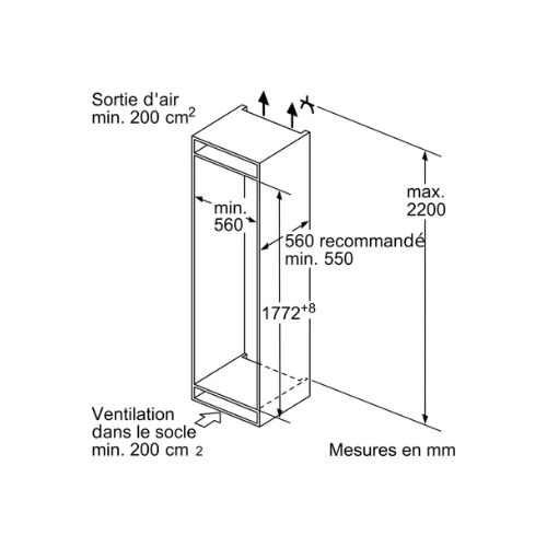 Réfrigérateur congélateur Combiné Intégrable Bosch KIS86AFE0