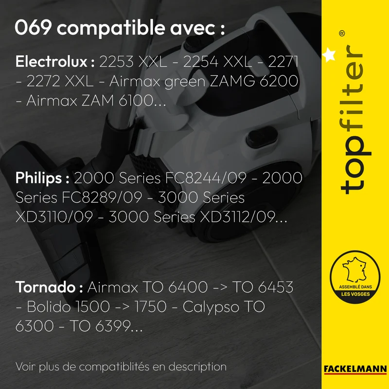 Lot de 4 packs de 4 sacs aspirateur 64069 Electrolux Philips et Tornado TopFilter Premium