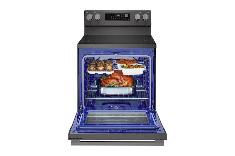 LG 30'' 6.3 pi cu Cuisinière Vitrocéramique - Air Fryer - Inox Noir - LREN6325ZE -NEUF