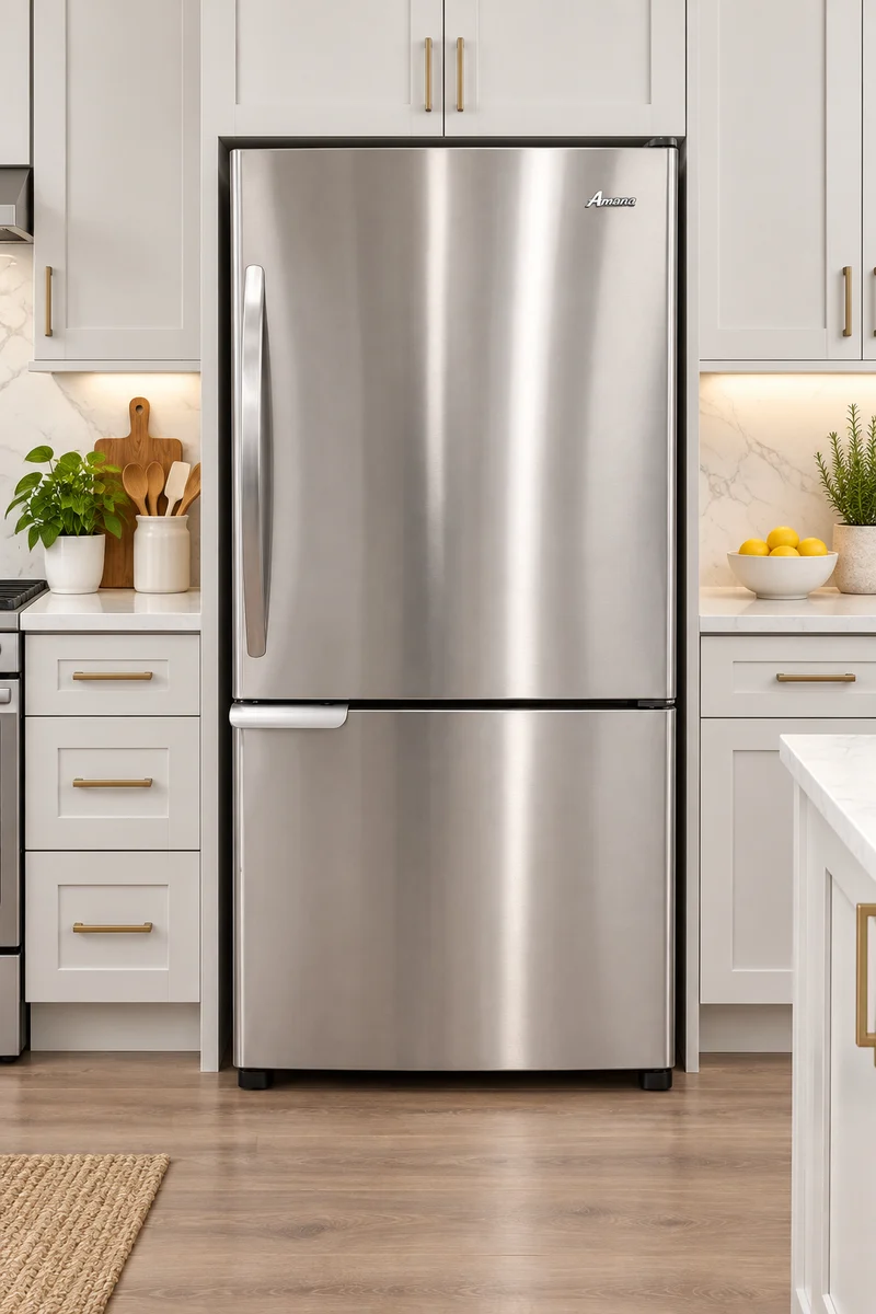 Amana 30'' Réfrigérateur Congélateur Inférieur - Inox - Reconditionné