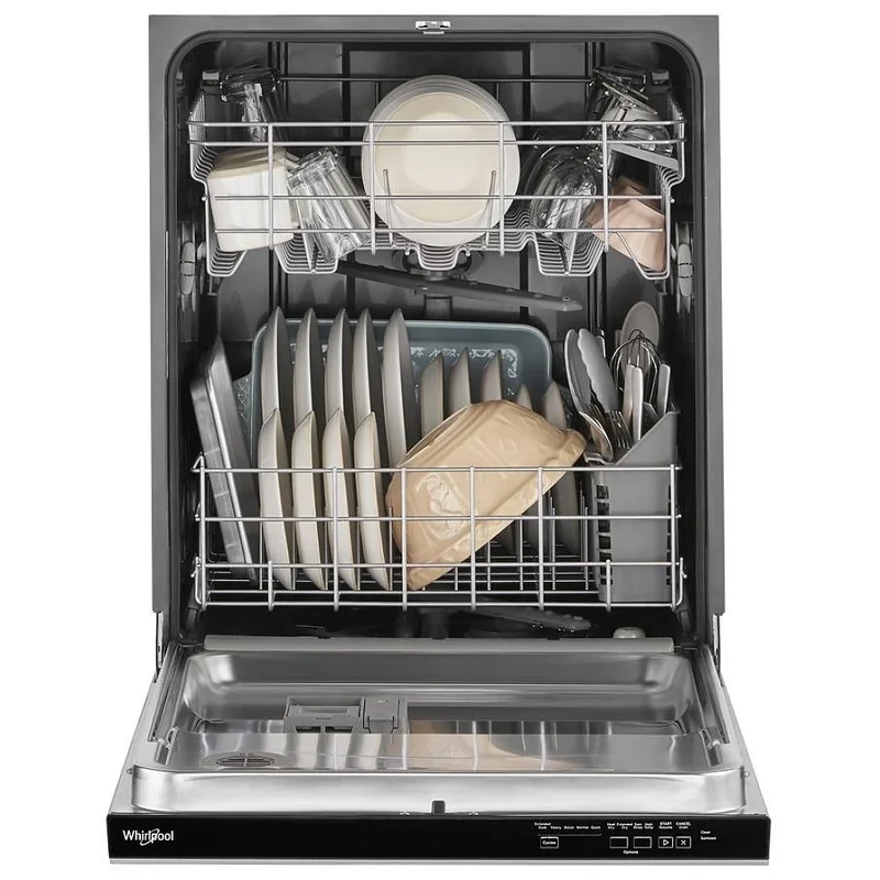 Whirlpool 24'' 55 dBA Lave-vaisselle - 3 paniers - poignée encastrée - Inox - WDP560HAMZ - boîte ouverte