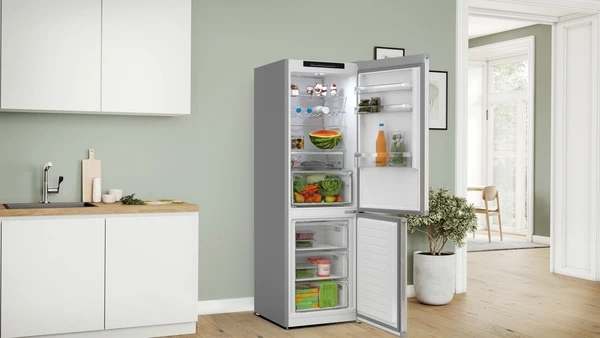 Série 4, Réfrigérateur combiné pose-libre, 186 x 60 cm, Couleur inox BOSCH KGN362LAF