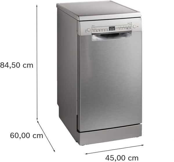 Série 2, Lave-vaisselle pose-libre, 45 cm, Acier brossé anti-traces BOSCH SPS2HKI55E