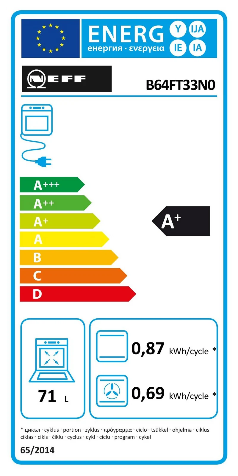 Four Chaleur Tournante 71 L Reconditionné NEFF B64FT33N0