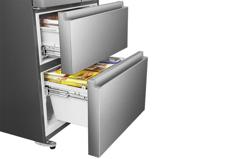 Hisense 28 po 14,8 pi.cu. Réfrigérateur à 4 battants - inox -RF15A4CSE - Boîte ouverte